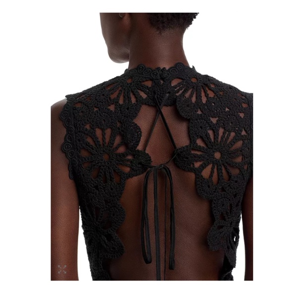 AQUA Crochet Mock Neck Maxi Dress in Black - Picture 3 of 5